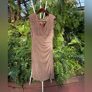 Ralph Lauren Gold Draped Midi Dress